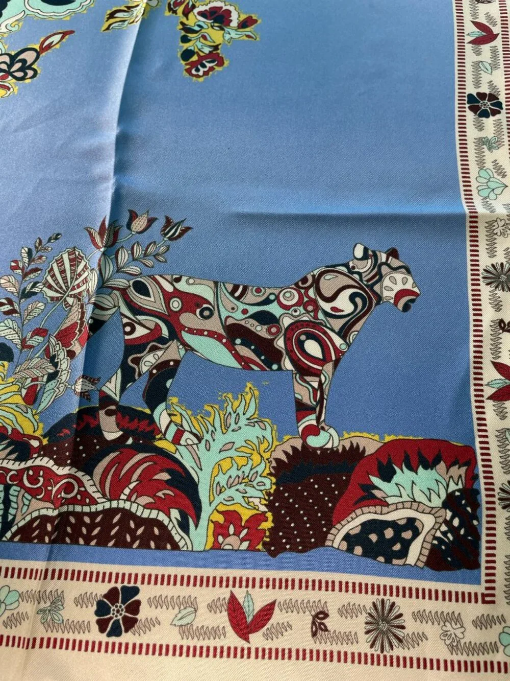 Vintage LONGCHAMP Tree of Life Silk Scarf